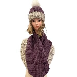 Handmade Knit Winter Hat and Large Infinity Scarf.